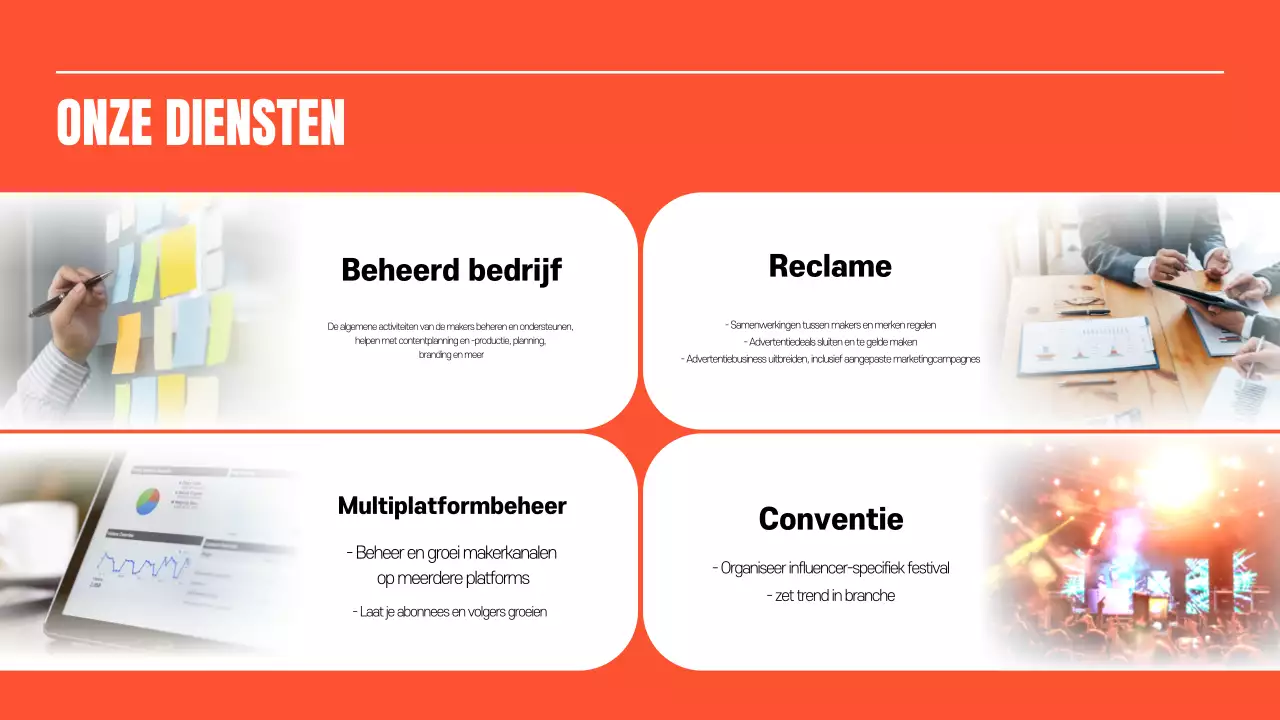 Promoot oranje retro en kitscherig entertainment