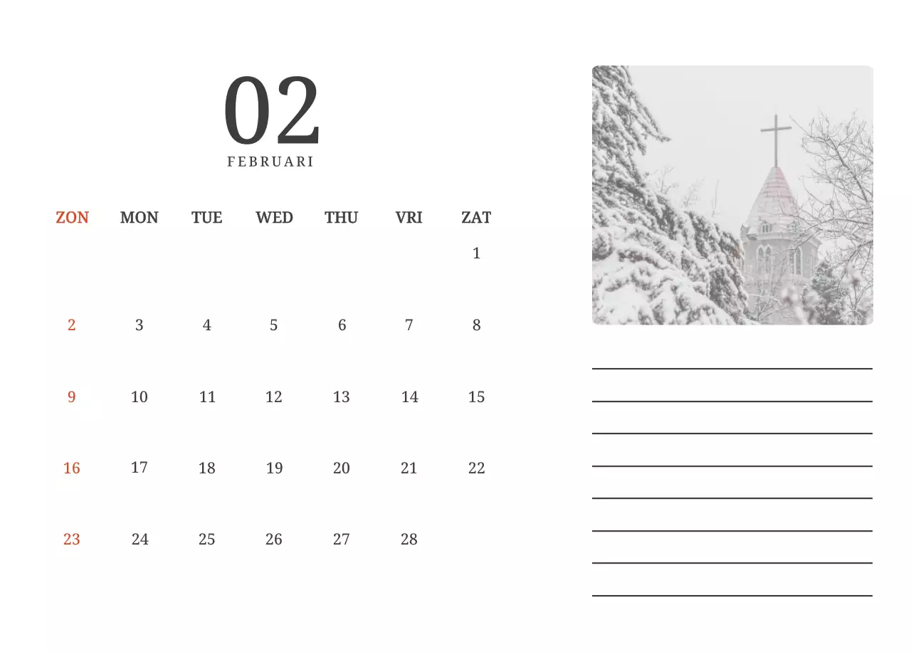 Een fotografische conceptkalender met kerken in landschapsschilderijen