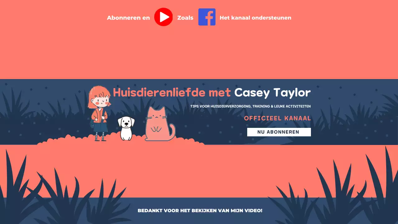 marine oranje youtube kanaal sjabloon huisdier tips cartoon stijl