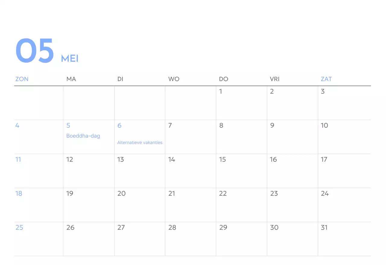 Photo goal tracker kalender met een vleugje blauw