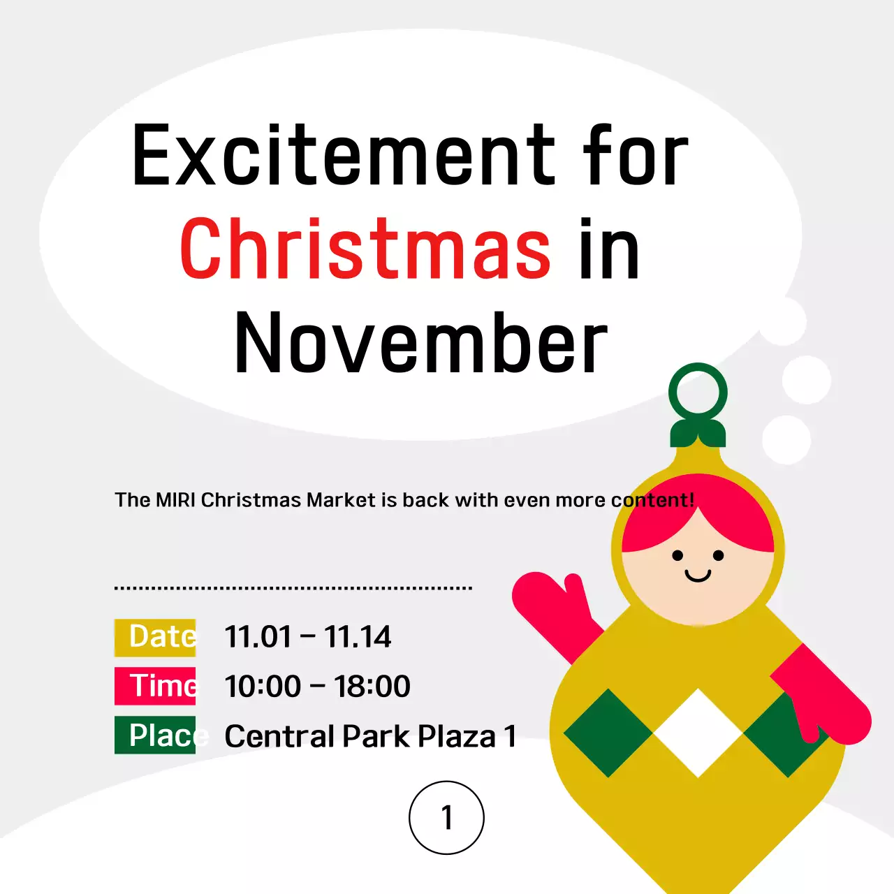 Sự kiện quảng cáo Giáng sinh tối giản màu trắng Instagram Carousel