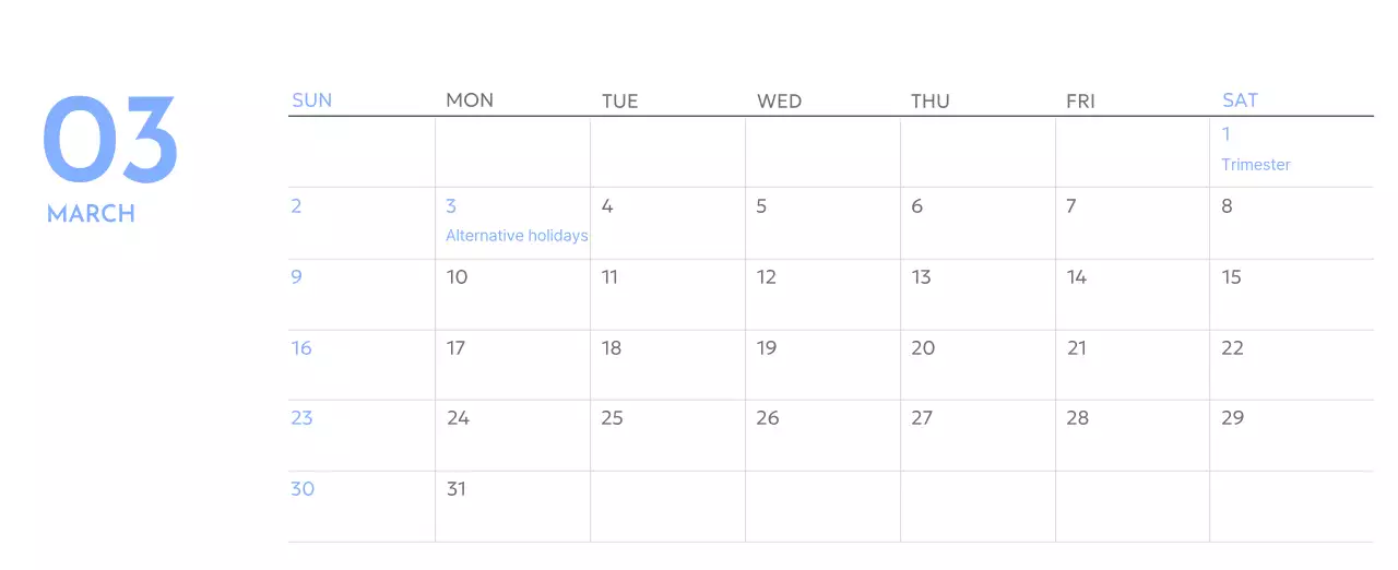 Photo goal tracker calendar with a splash of blue