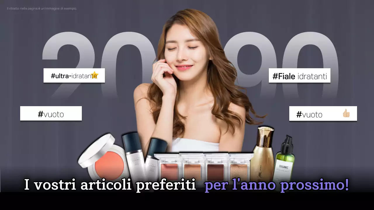 Promuovere i moderni cosmetici di fine anno in viola e bianco