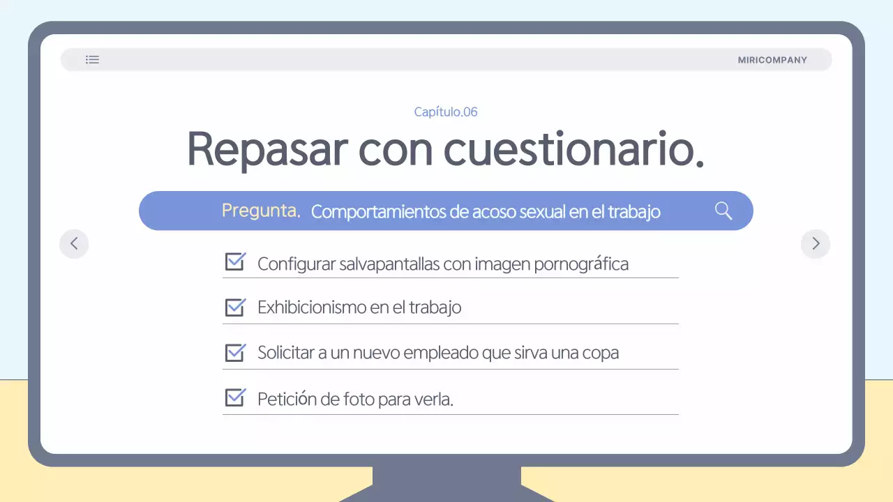 Materiales sencillos y de color azul claro para la formación en prevención del acoso laboral