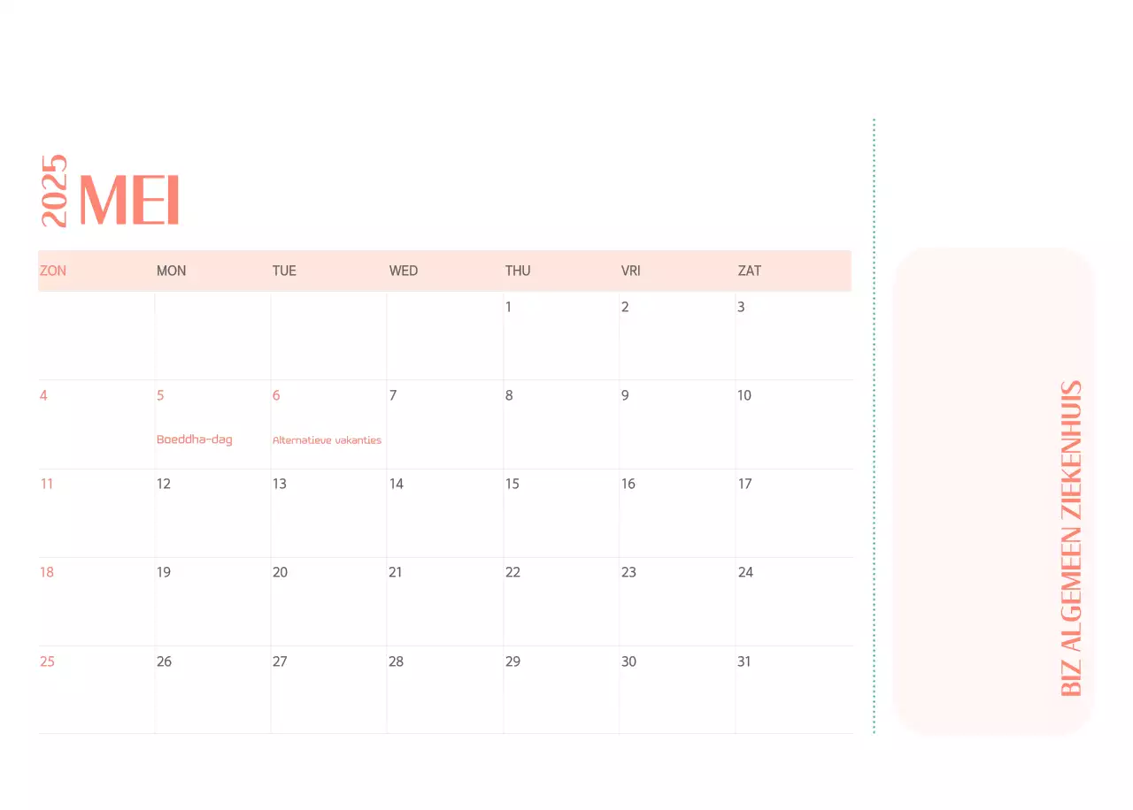 Ziekenhuiskalender in groen fotolijstje