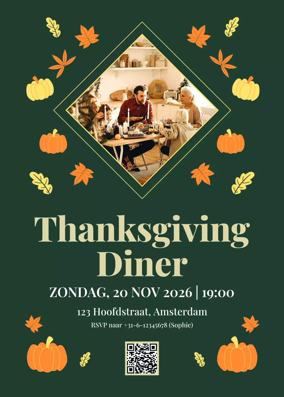 Groene traditionele uitnodiging voor Thanksgiving