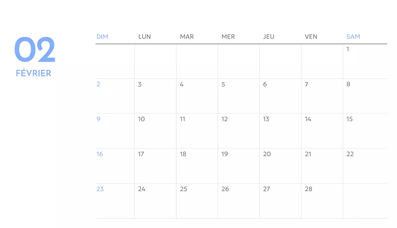 Calendrier photo de suivi des objectifs avec une touche de bleu