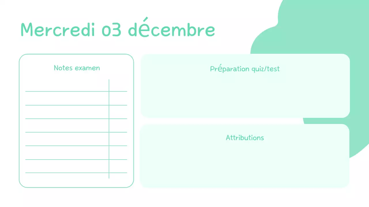 agenda de la classe de pastel présentation mignonne