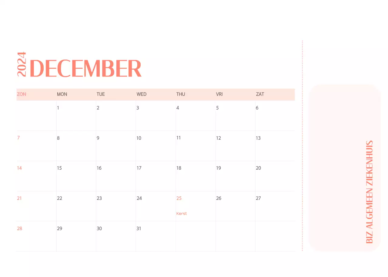 Ziekenhuiskalender in groen fotolijstje