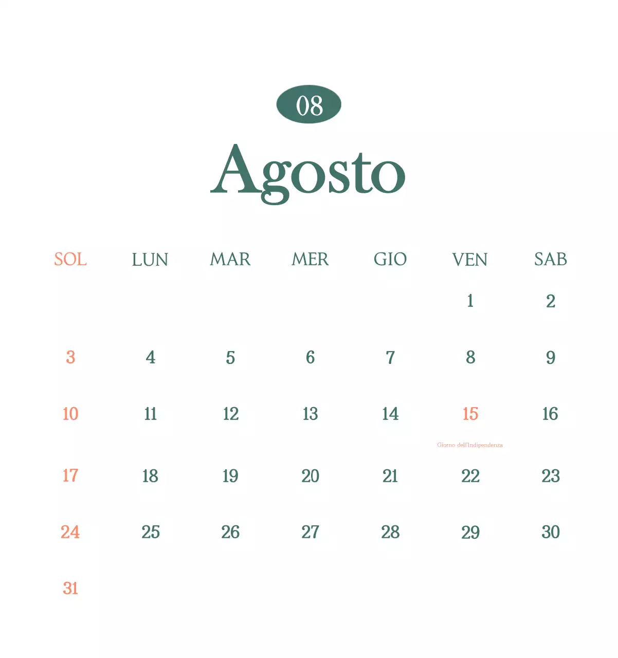 Un moderno calendario dei caffè con i consigli per la bevanda del mese