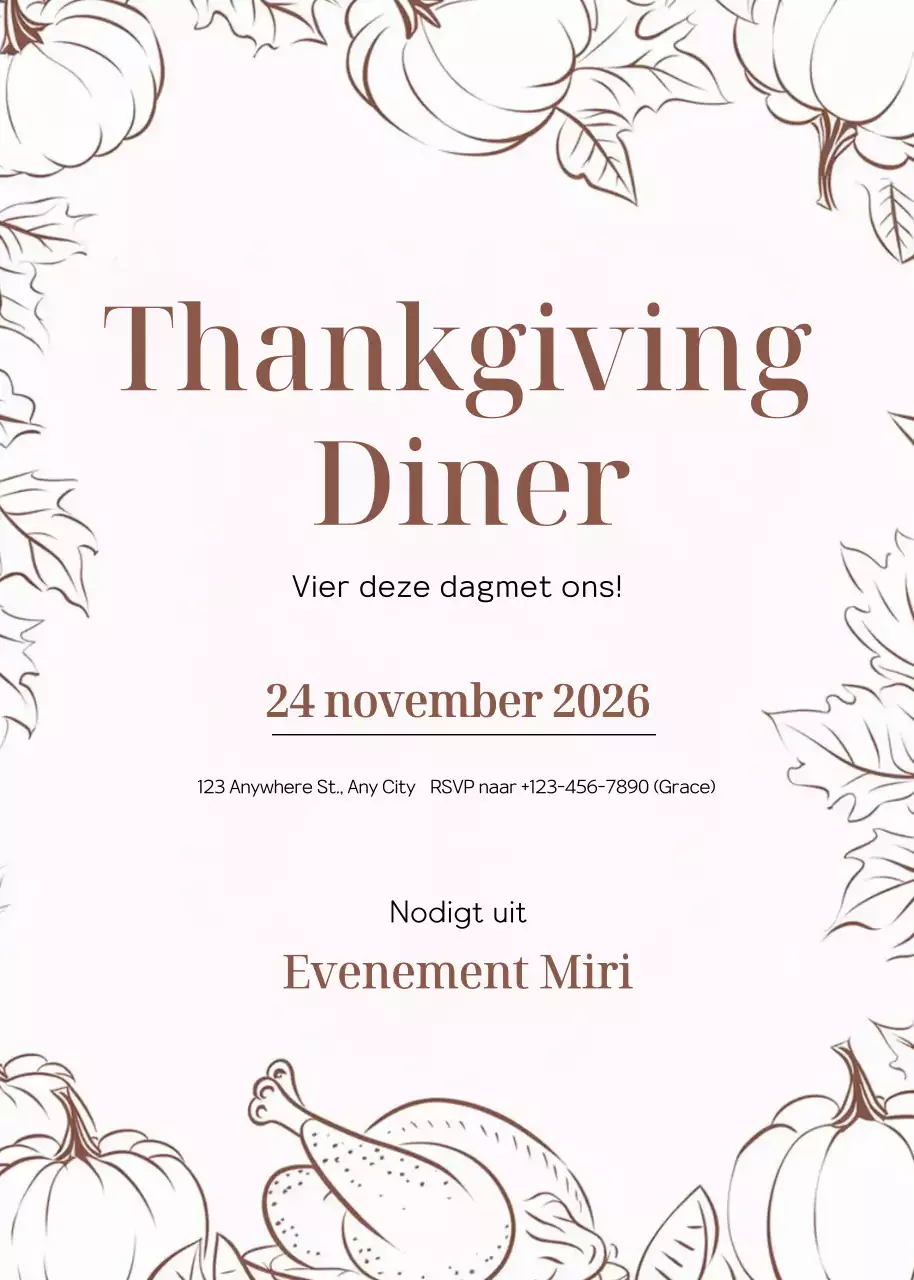 beige elegante uitnodiging voor bedankje