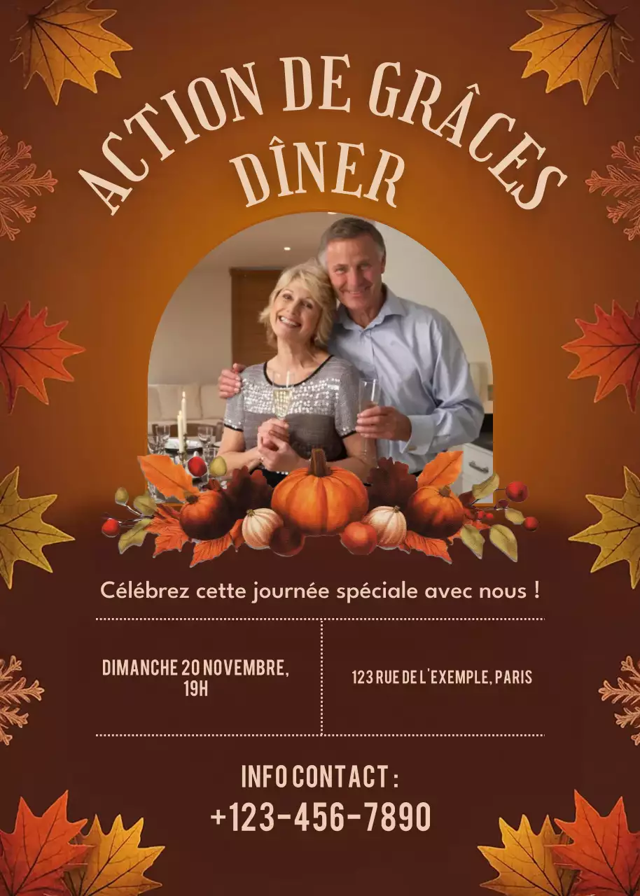 invitation rustique brune pour le dîner de Thanksgiving