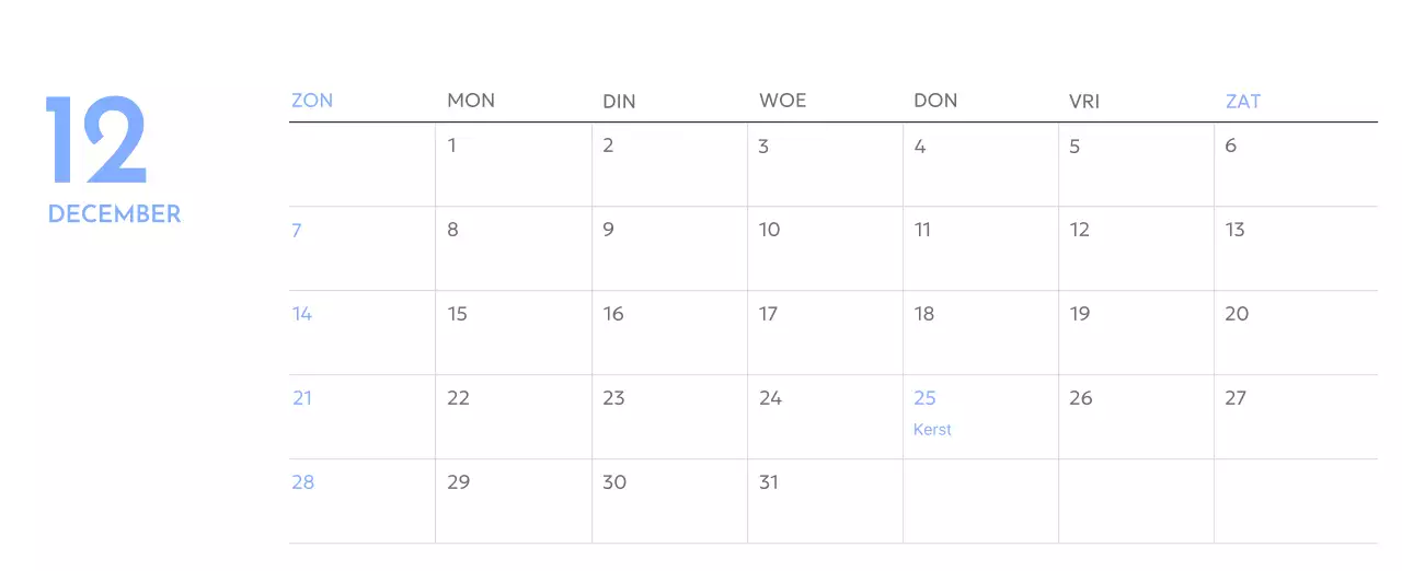 Photo goal tracker kalender met een vleugje blauw