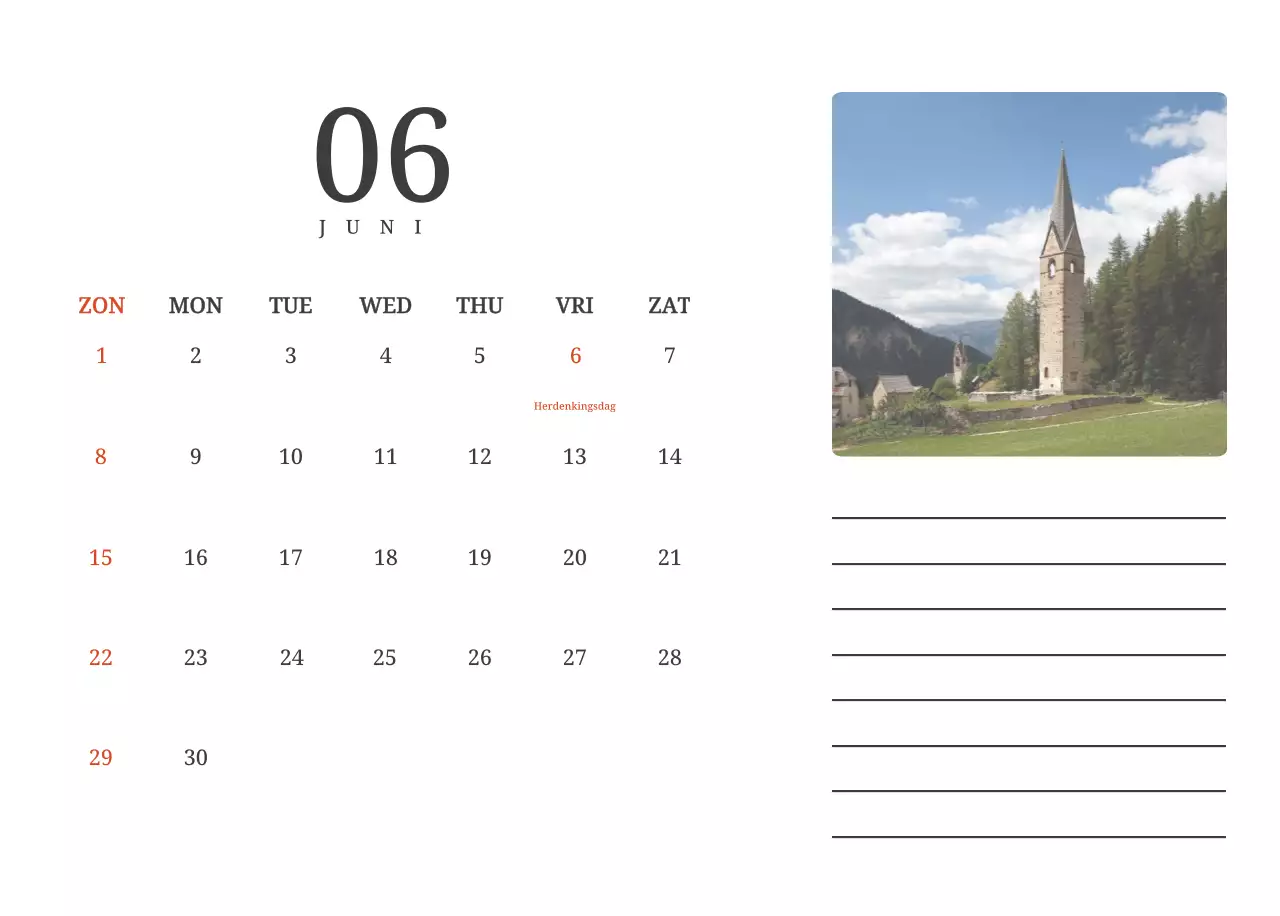 Een fotografische conceptkalender met kerken in landschapsschilderijen