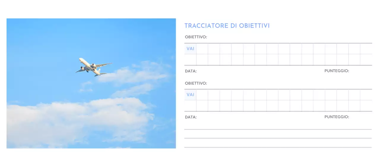 Calendario con foto tracciatore di obiettivi con un tocco di blu