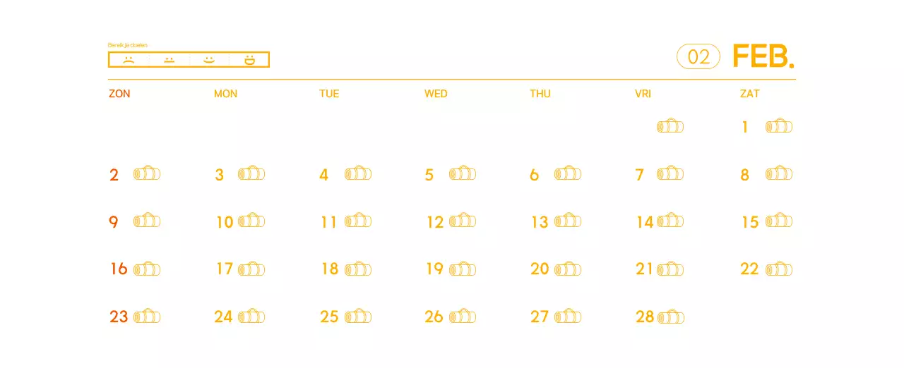 Oranje Minimalistische Yoga Promotiekalender