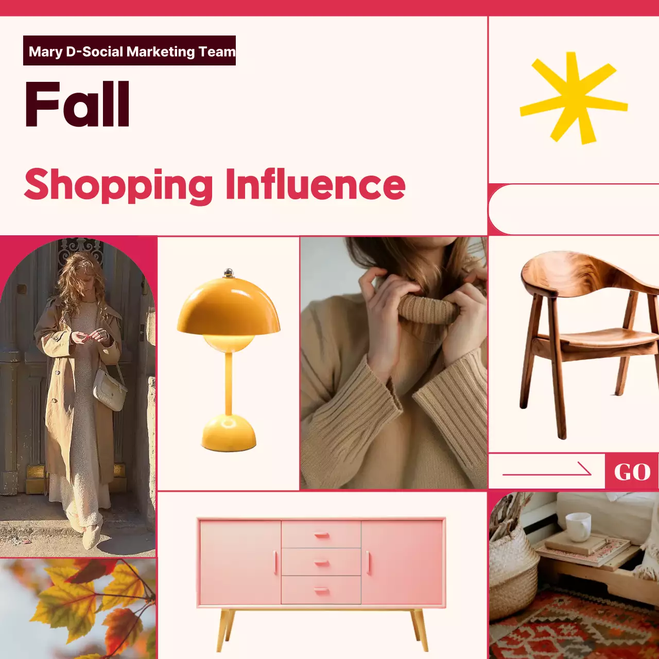 Carrossel de promoção de outono vermelho da moda no Instagram