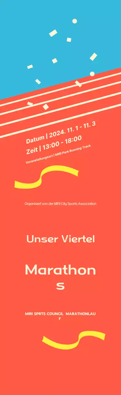 Leuchtend orangefarbene Marathonveranstaltung