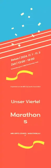 Leuchtend orangefarbene Marathonveranstaltung