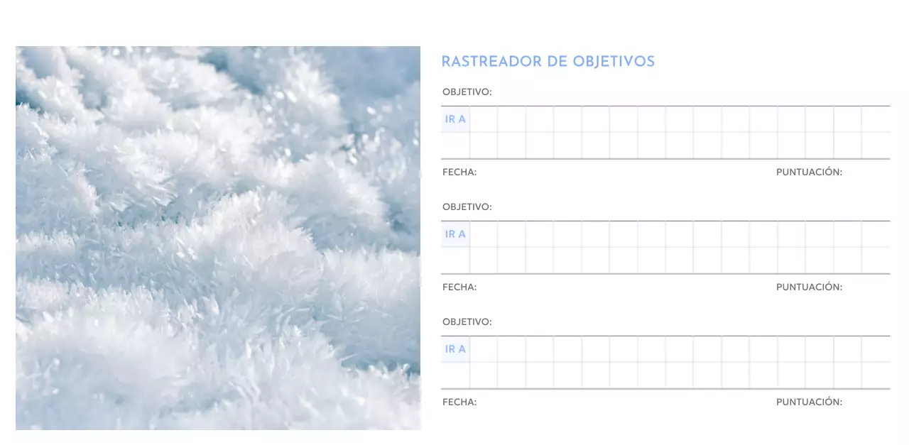 Calendario fotográfico de seguimiento de objetivos con un toque de azul