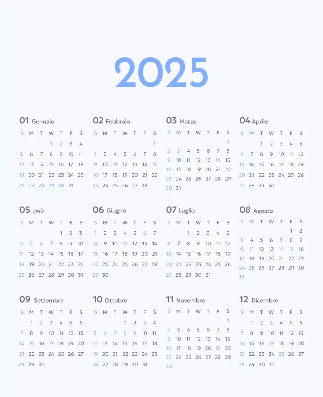 Calendario con foto tracciatore di obiettivi con un tocco di blu