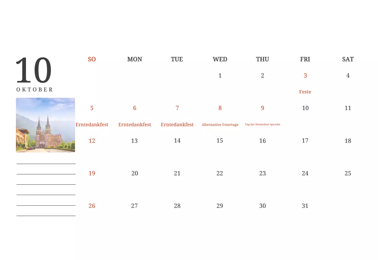Ein fotografischer Konzeptkalender, der Kirchen in Landschaftsbildern zeigt