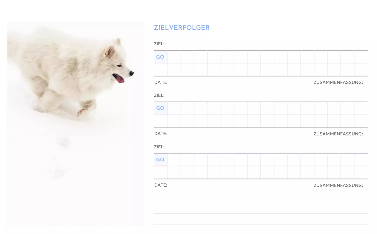 Foto-Zielverfolgungskalender mit einem Hauch von Blau