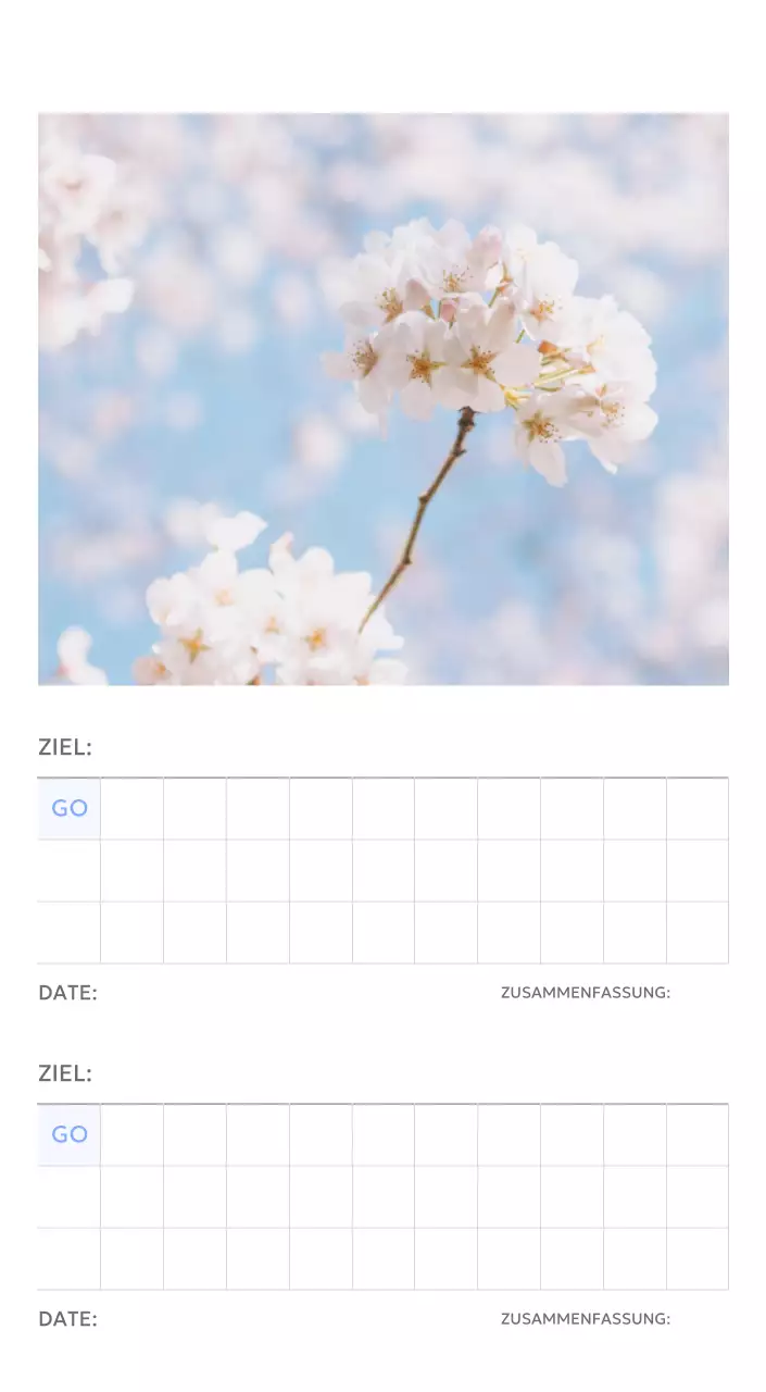 Foto-Zielverfolgungskalender mit einem Hauch von Blau