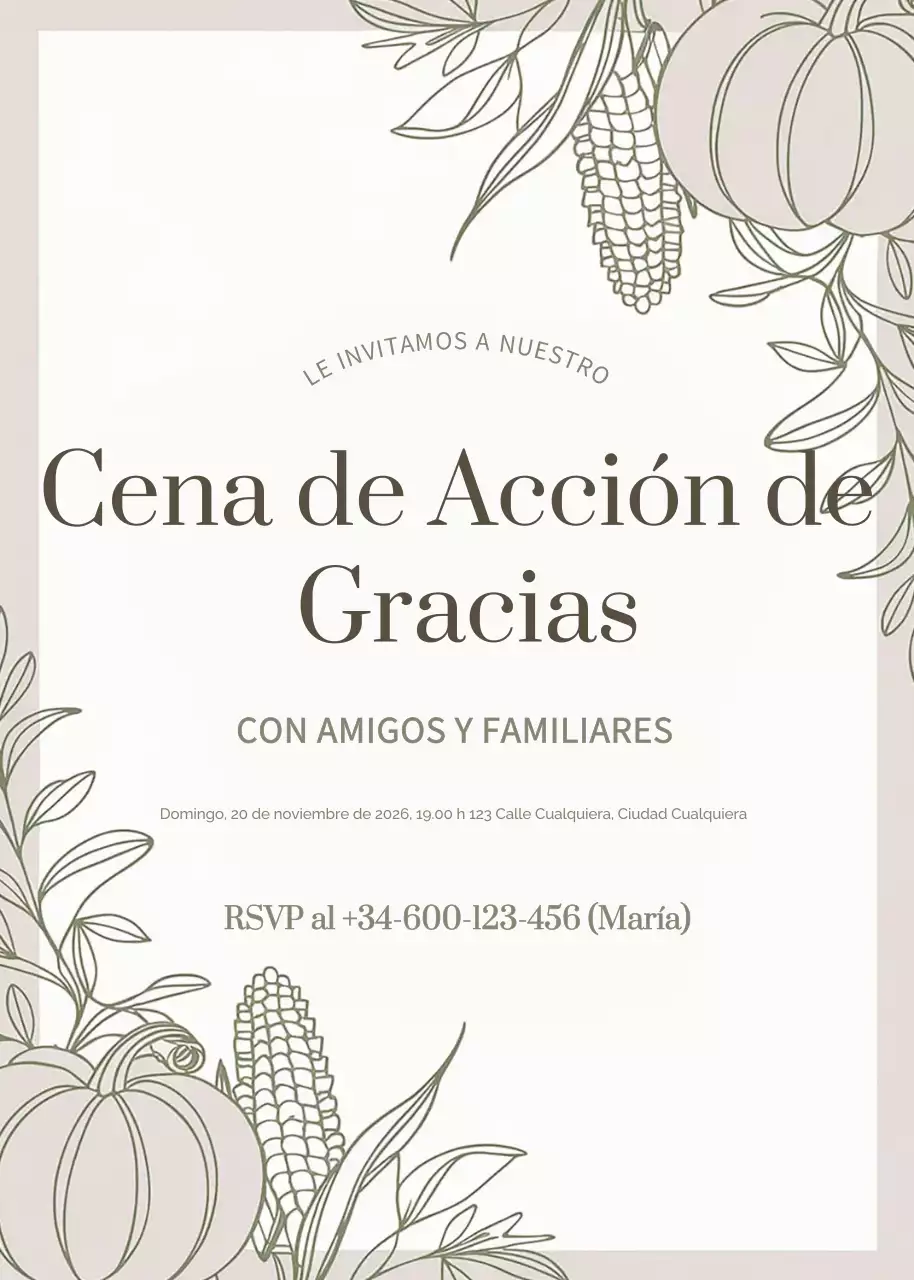 invitación cena elegante beige