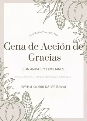 invitación cena elegante beige