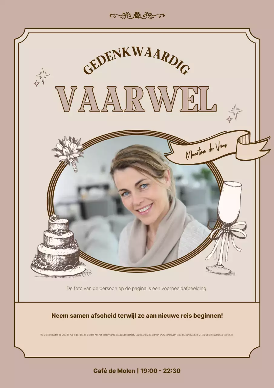 beige elegante uitnodiging voor afscheid