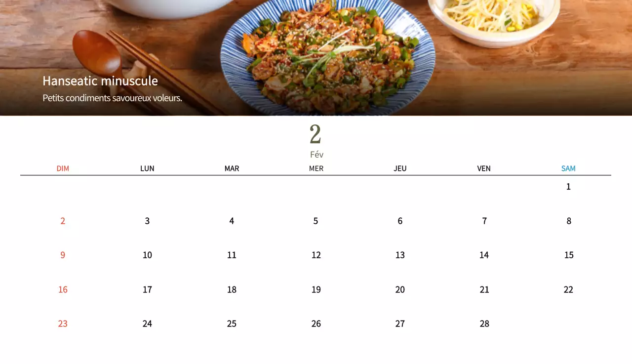 Calendrier de l'alimentation traditionnelle beige