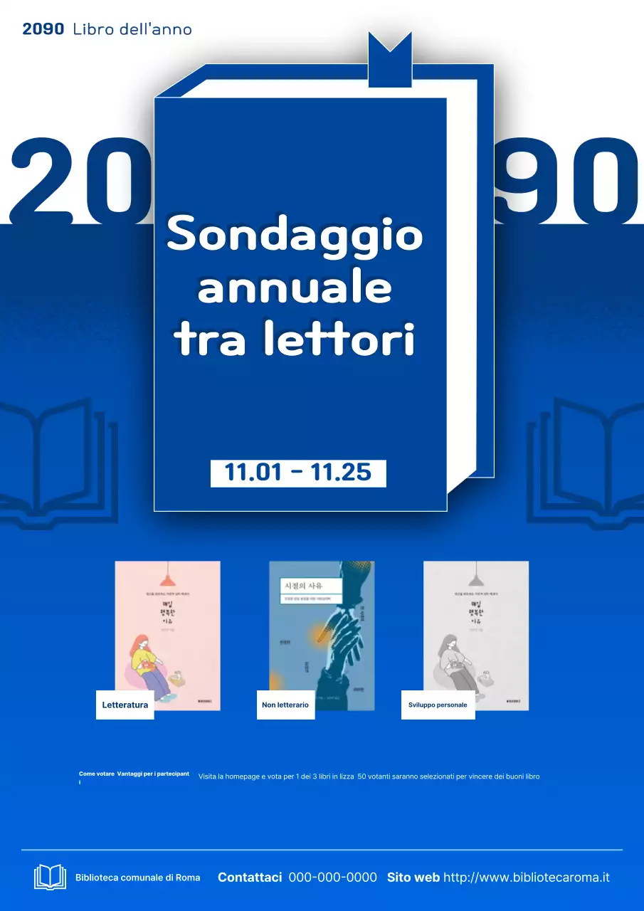 Un annuncio di voto per il Libro dell'anno in bianco e blu pulito