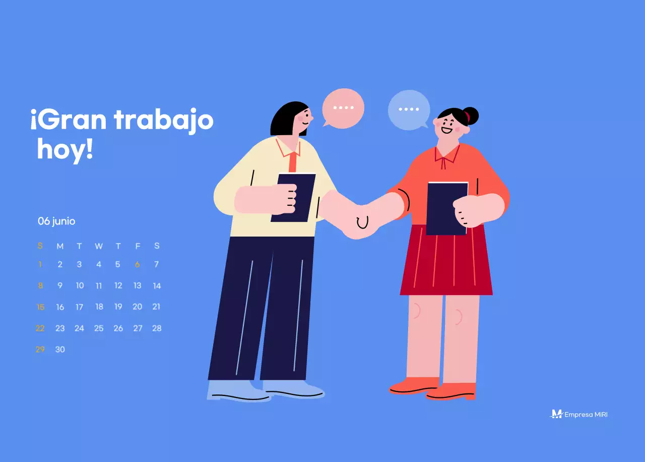 Calendario motivacional con ilustraciones llenas de energía y citas positivas sobre fondo azul claro