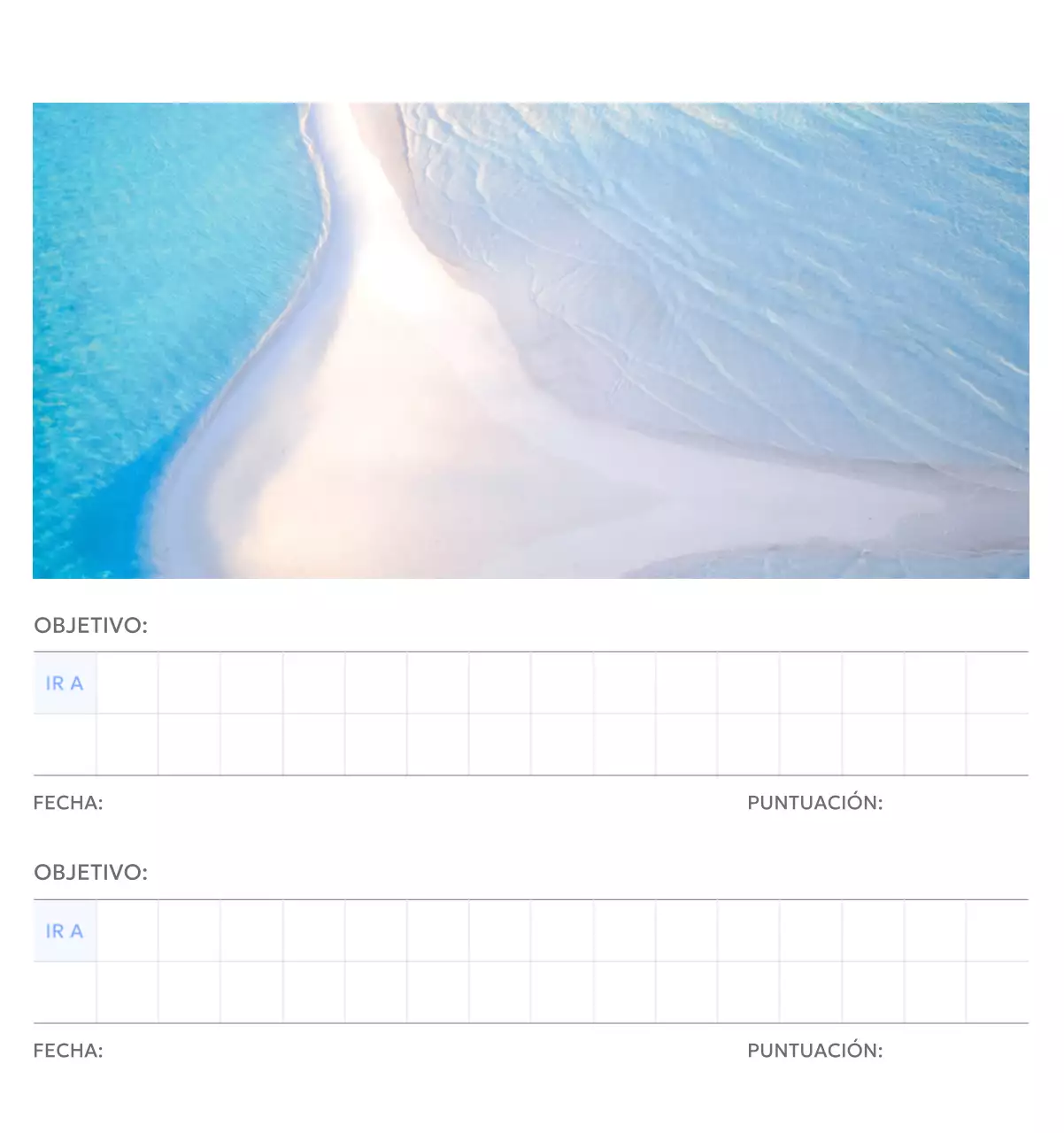 Calendario fotográfico de seguimiento de objetivos con un toque de azul