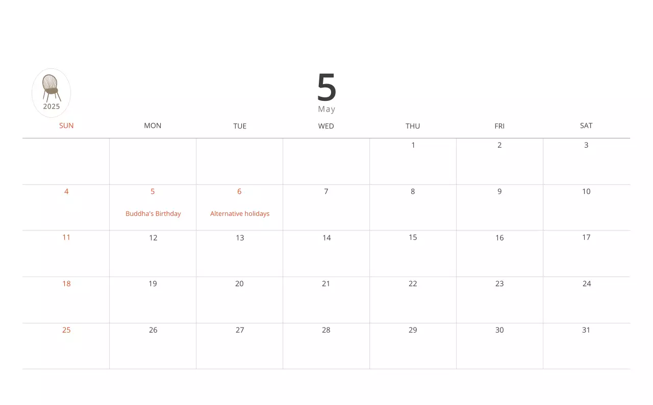 Kalender interior minimalis berwarna krem