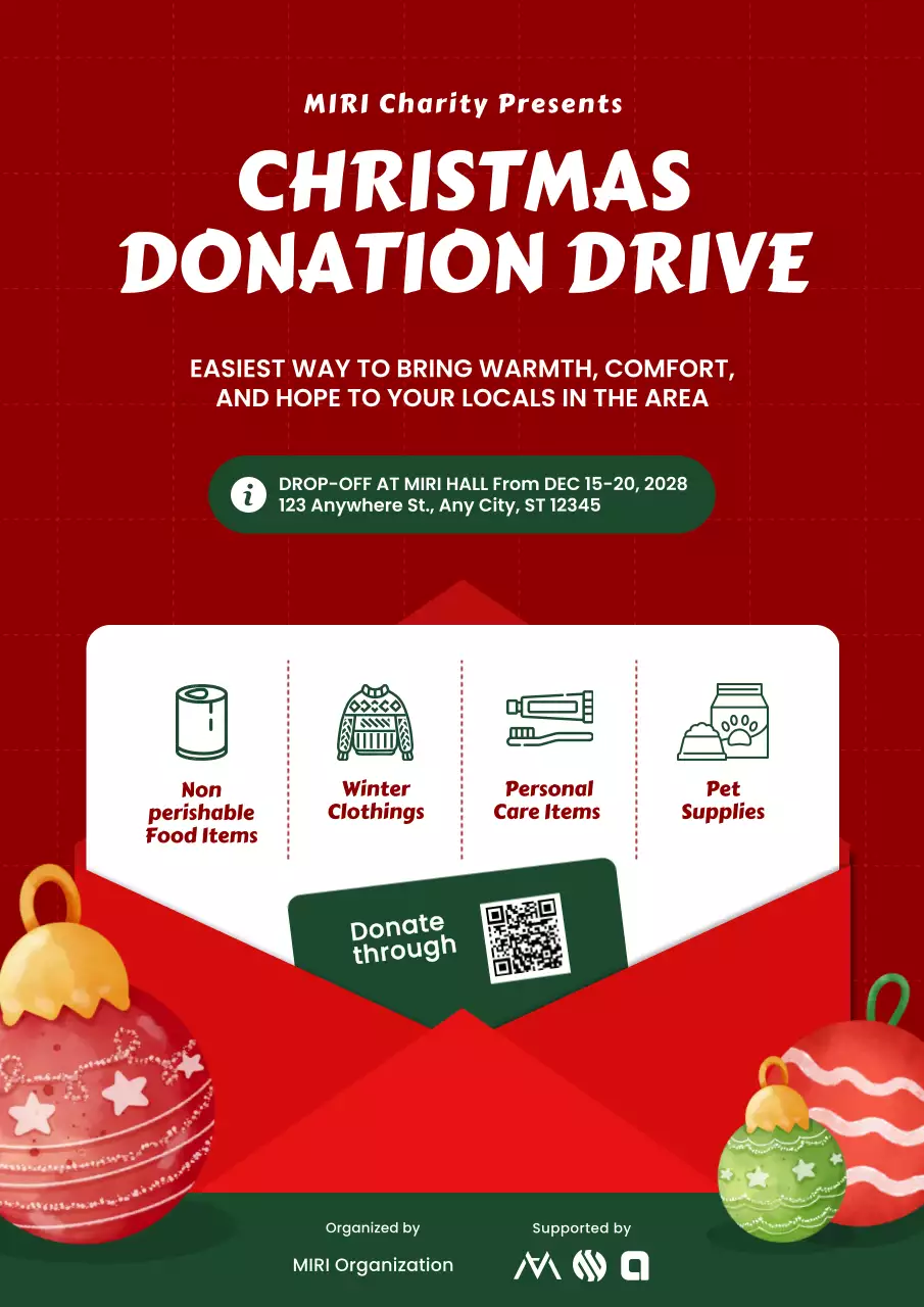 Red Traditional Donation Announcement Poster