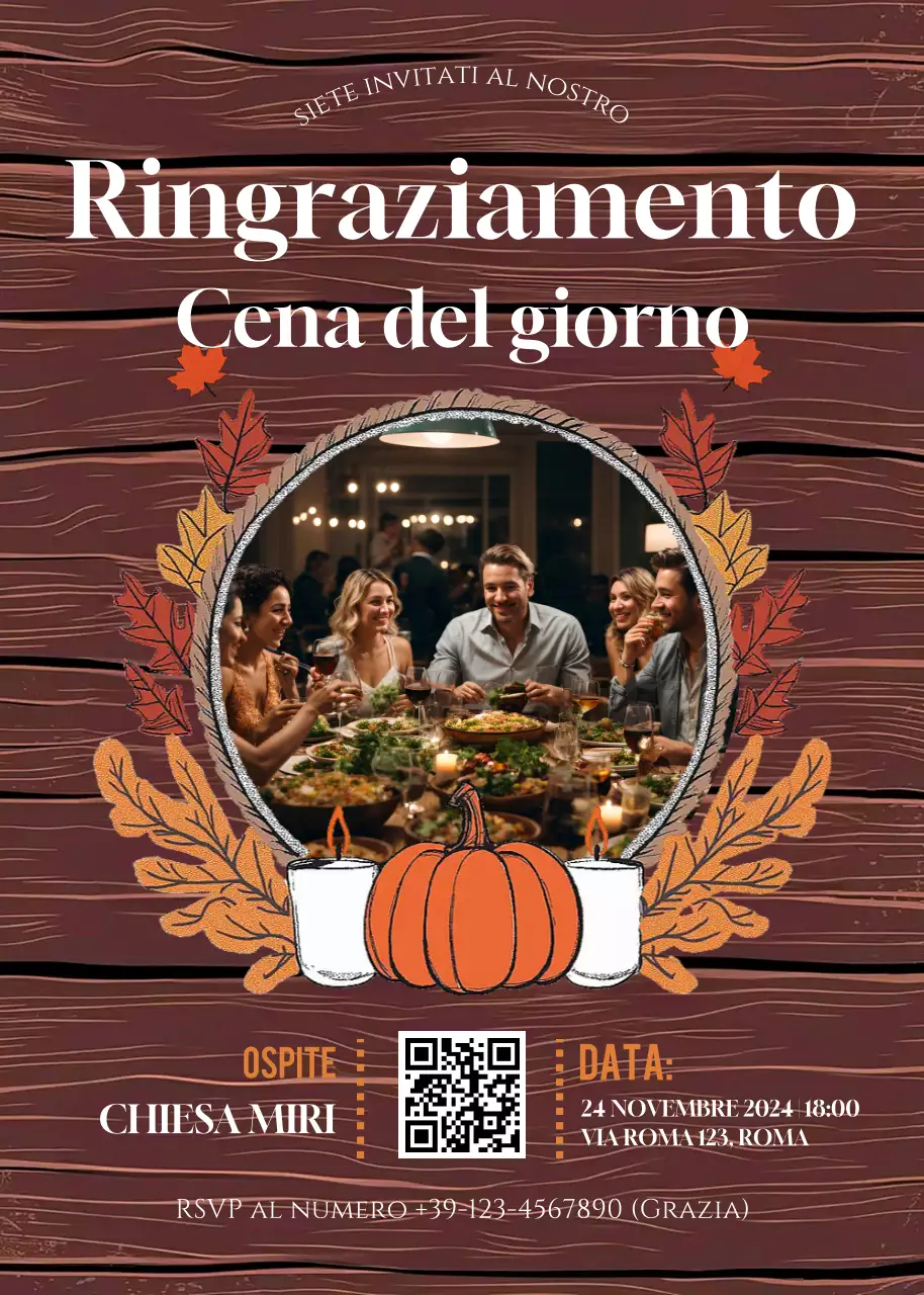 invito rustico marrone per il Ringraziamento