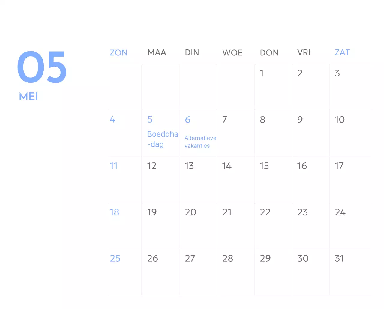 Photo goal tracker kalender met een vleugje blauw