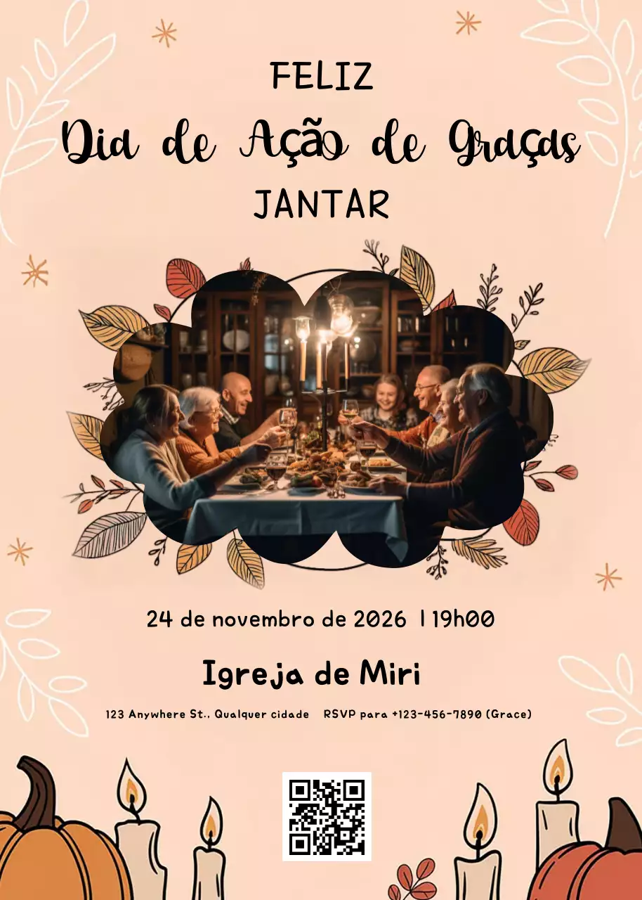 convite de Ação de Graças tradicional bege