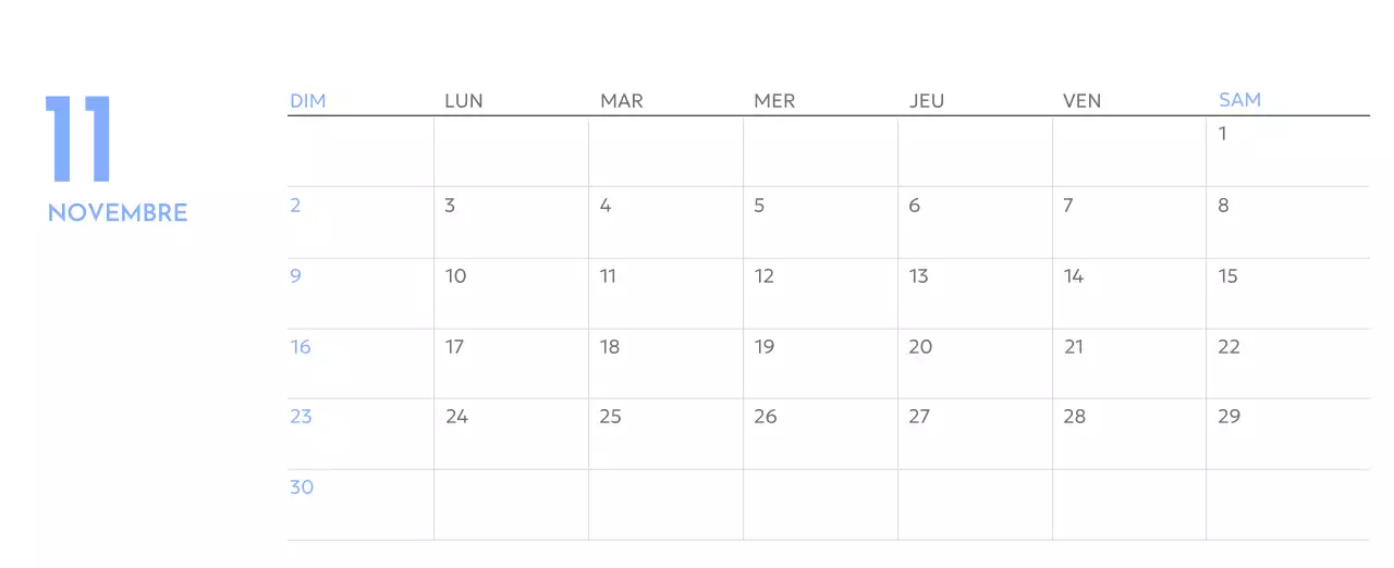 Calendrier photo de suivi des objectifs avec une touche de bleu