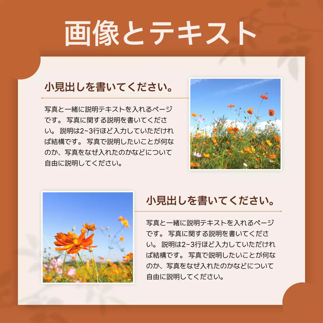 茶色 シンプル デザイン テンプレート Instagram カルーセル