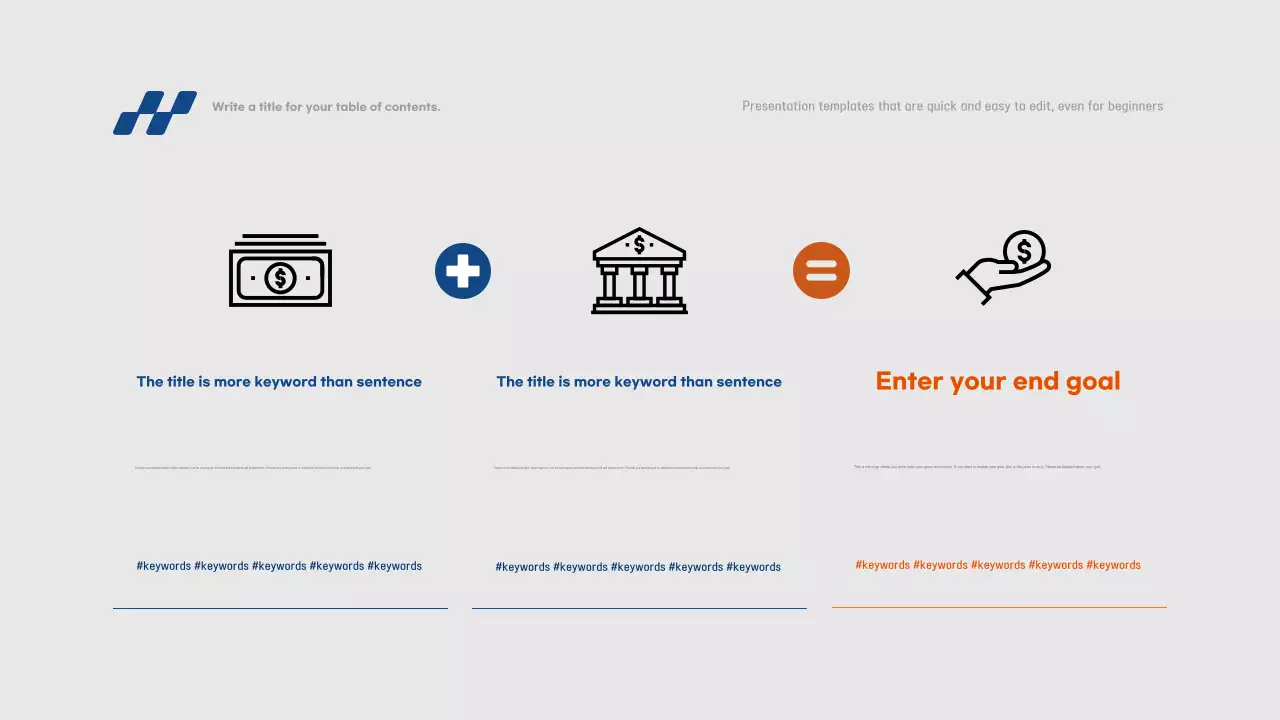 Simple presentation report in blue and gray with quick and easy editing