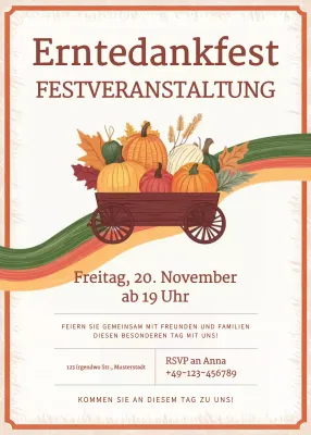 Orange rustikale Thanksgiving-Einladung
