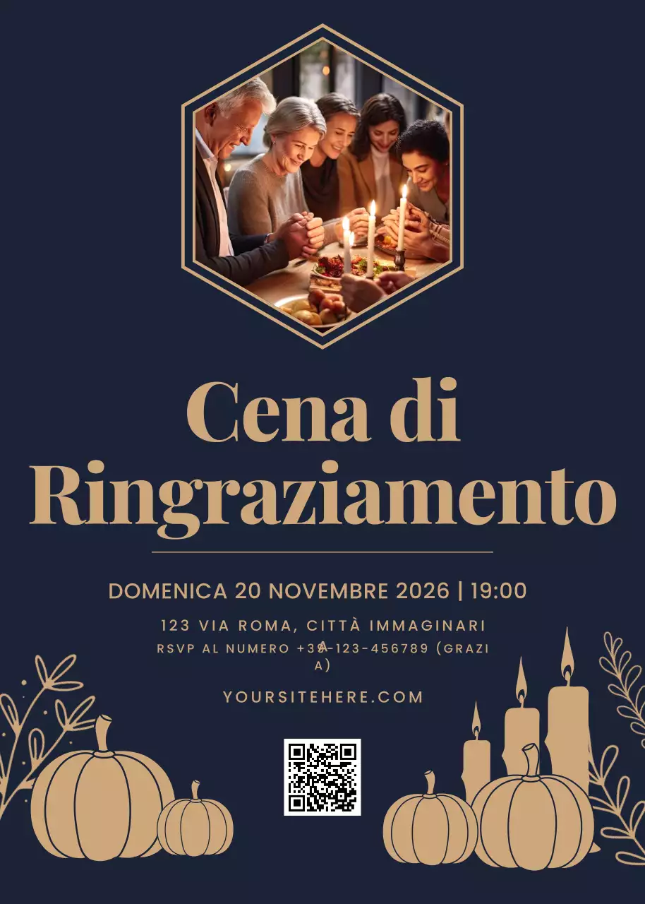 Invito alla cena del Ringraziamento Navy Classic