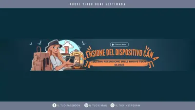 Banner blu del canale della tecnologia moderna