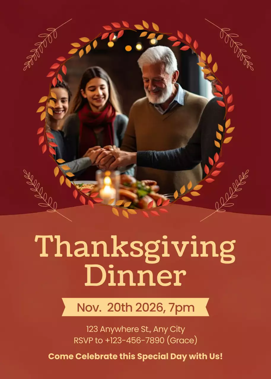 Maroon Traditional Thanksgiving Invitation Poster