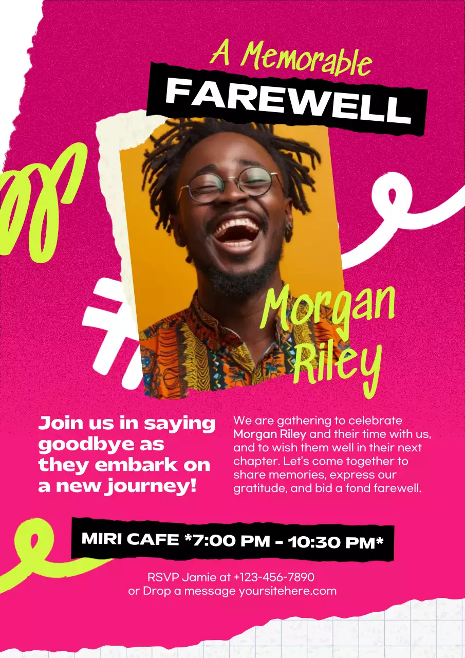 Pink Trendy Farewell Invitation Poster