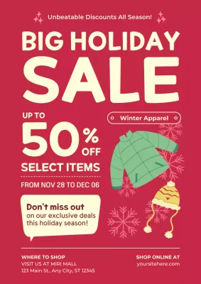 Red Trendy Holiday Promotion Poster