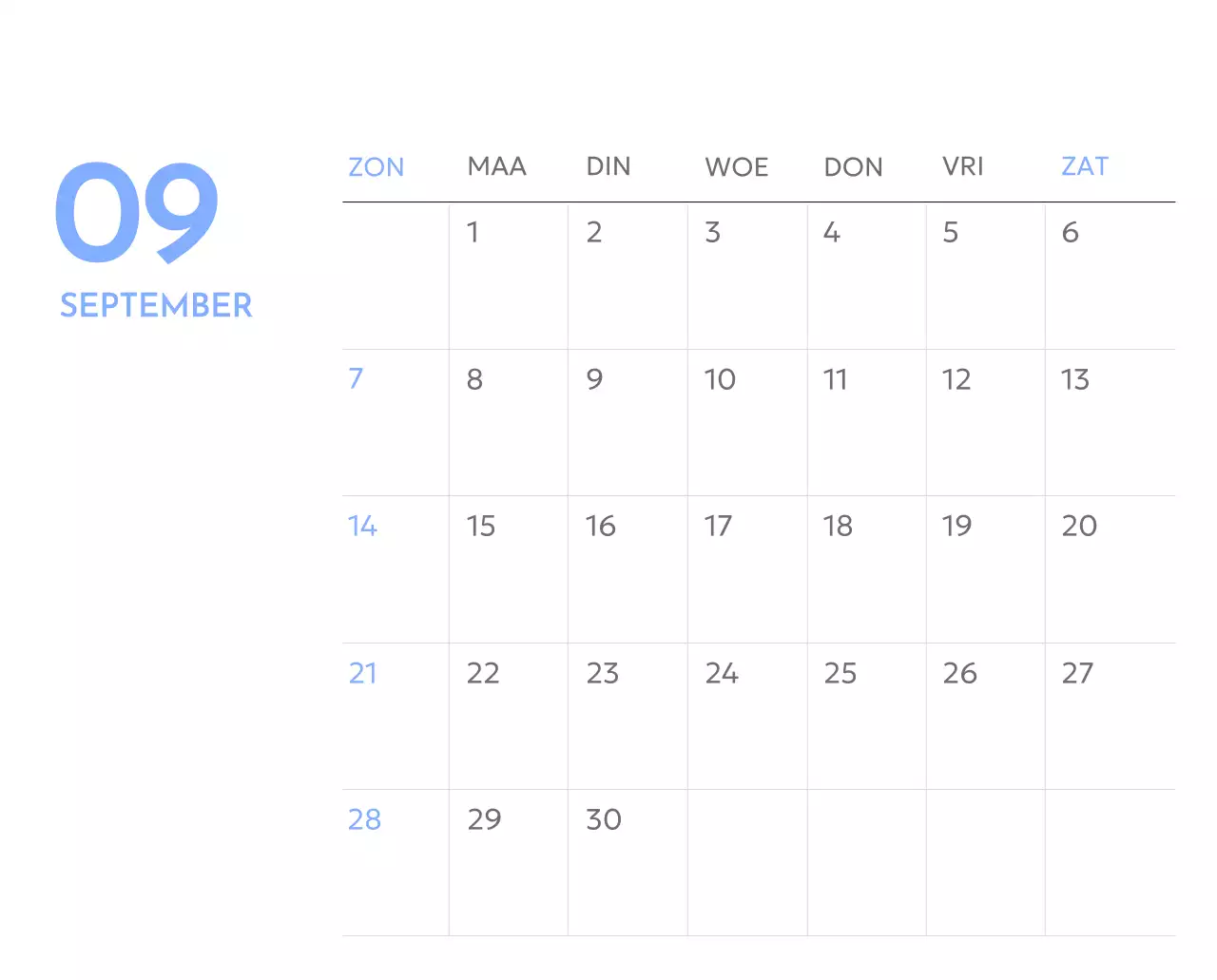 Photo goal tracker kalender met een vleugje blauw